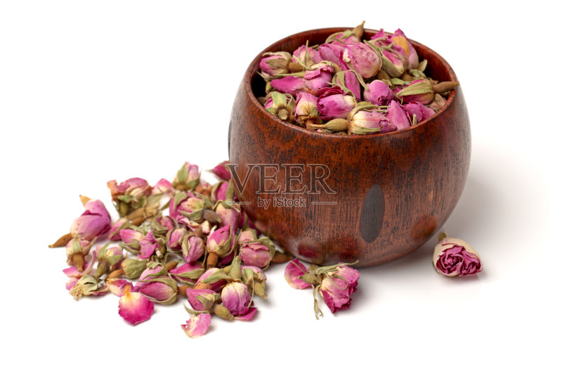 中国茶玫瑰孤立在白色背景正版图片素材