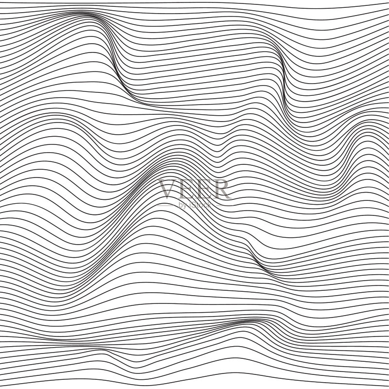扭曲波单色纹理。正版插画素材