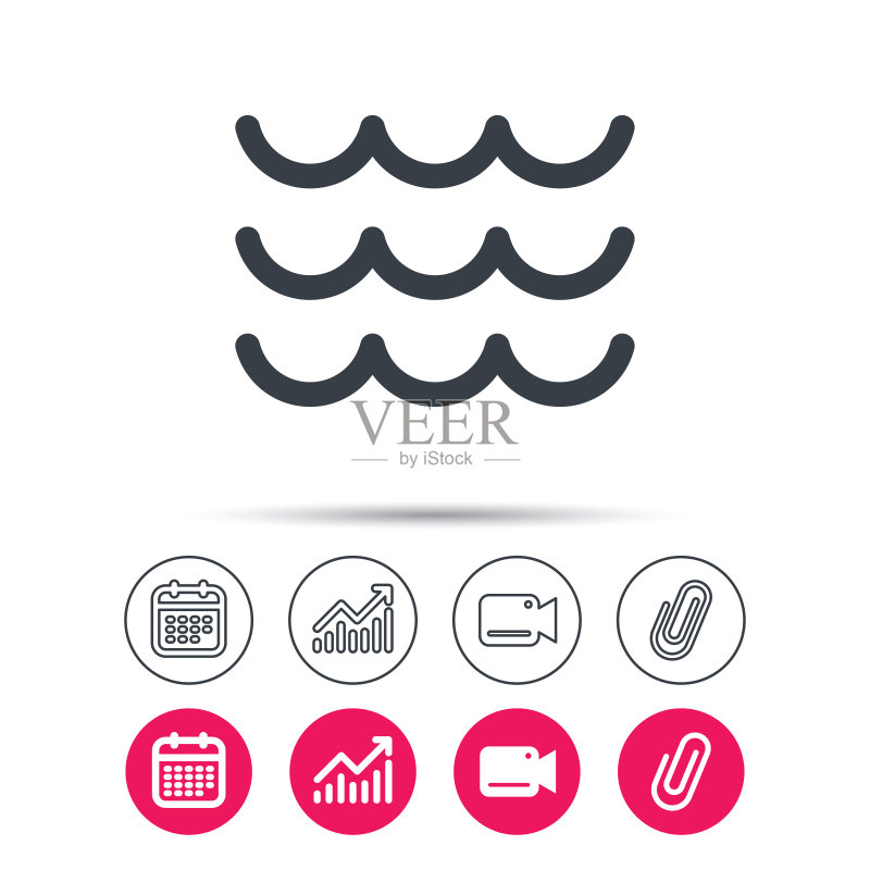 波浪图标，水流符号图标素材
