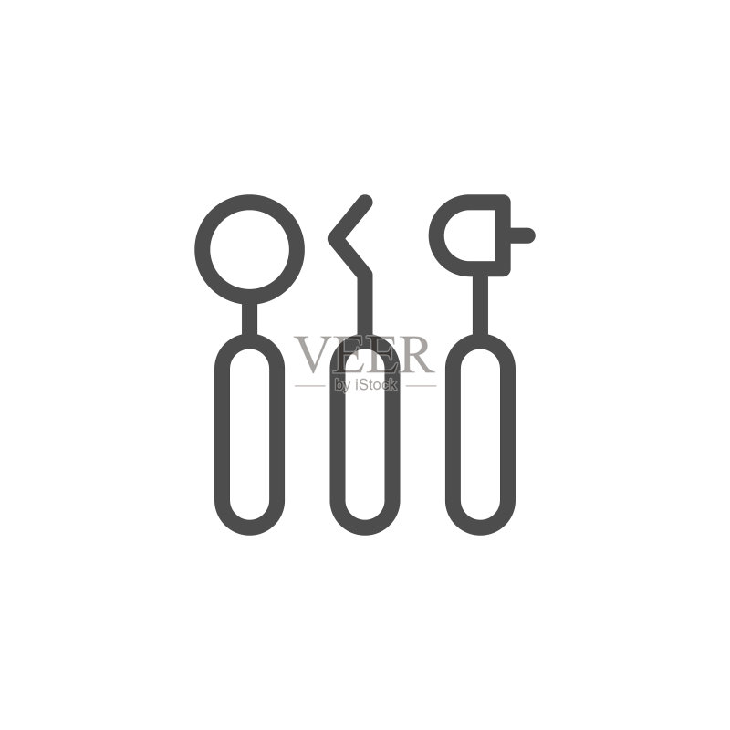牙科工具线性图标图标素材