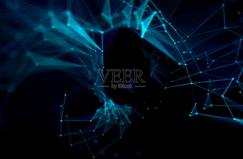 点线连接在白色抽象技术背景上。正版图片素材