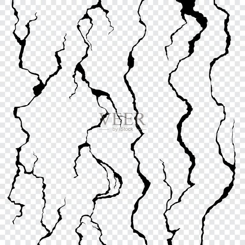 墙裂缝隔离在透明背景上正版插画素材
