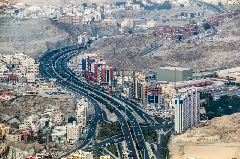沙特阿拉伯麦加城市山景风光正版图片素材