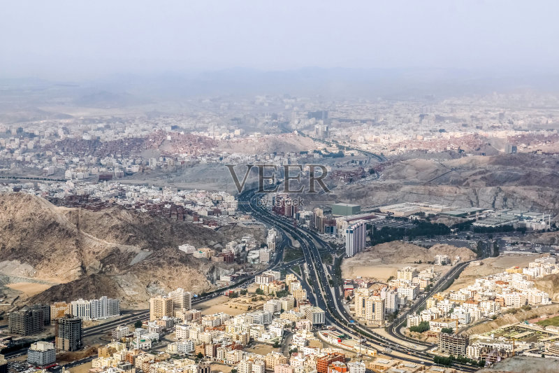 沙特阿拉伯麦加城市山景风光正版图片素材