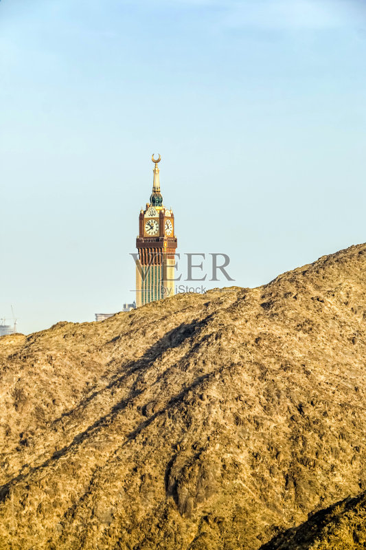 麦加圣城麦加塔的钟楼，沙特阿拉伯正版图片素材