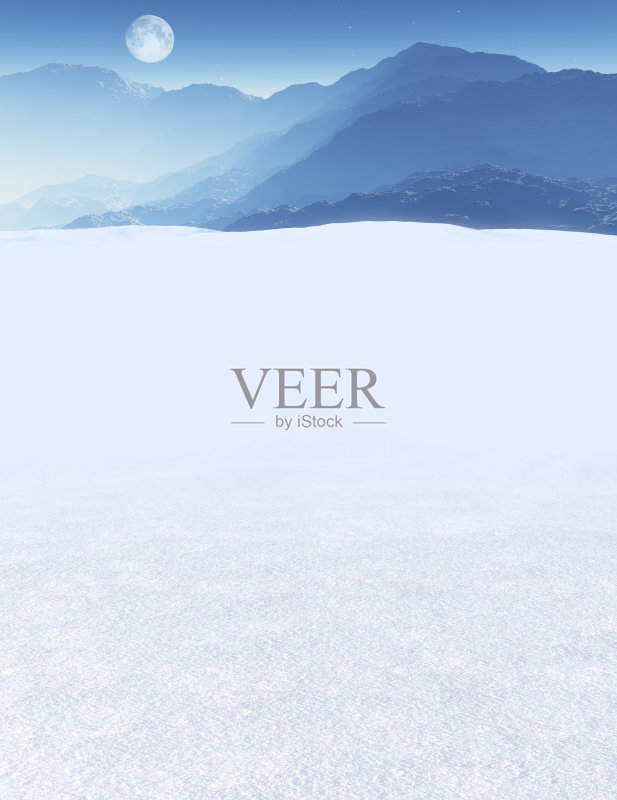 美丽的冬季景观背景与满月正版图片素材