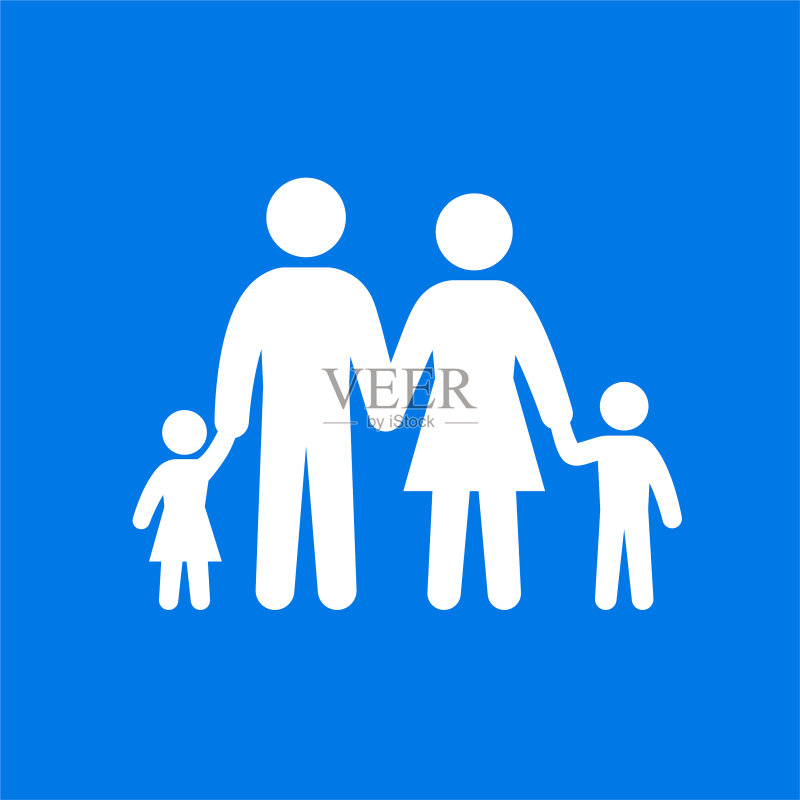 父母和孩子手牵着手。正版插画素材