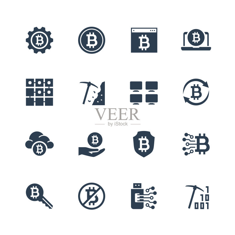 字形风格的加密货币矢量图标集图标素材