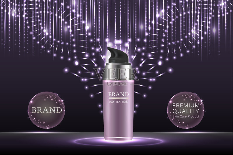 化妆品容器与广告背景随时准备使用，豪华护肤广告设计。正版插画素材