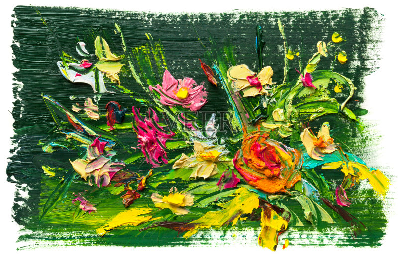 油画的花正版插画素材