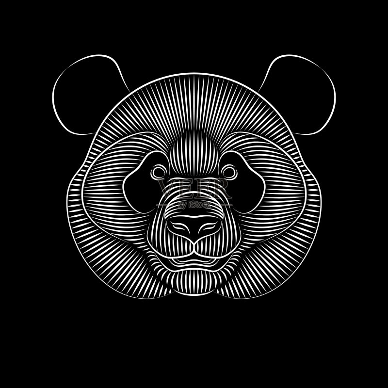 印在黑色背景上的大熊猫正版元素素材