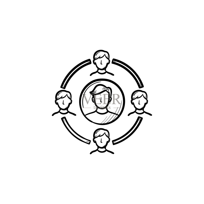 手绘家庭圈素描图标图标素材