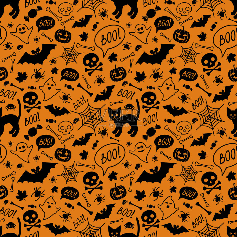 万圣节节日无缝图案。正版插画素材