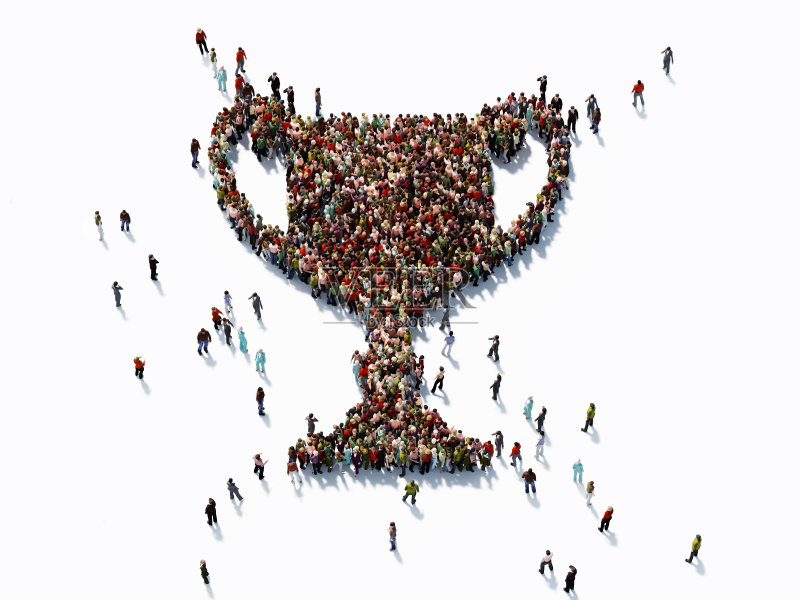 人群形成奖杯形状-成功概念正版图片素材