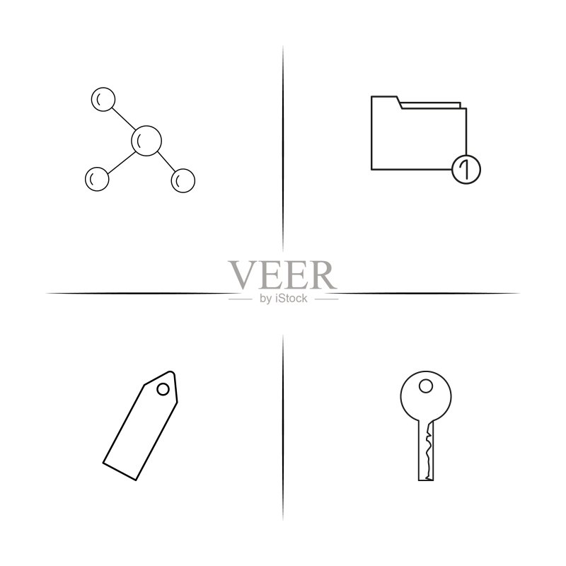 互联网技术线性图标集，矢量轮廓图标图标素材