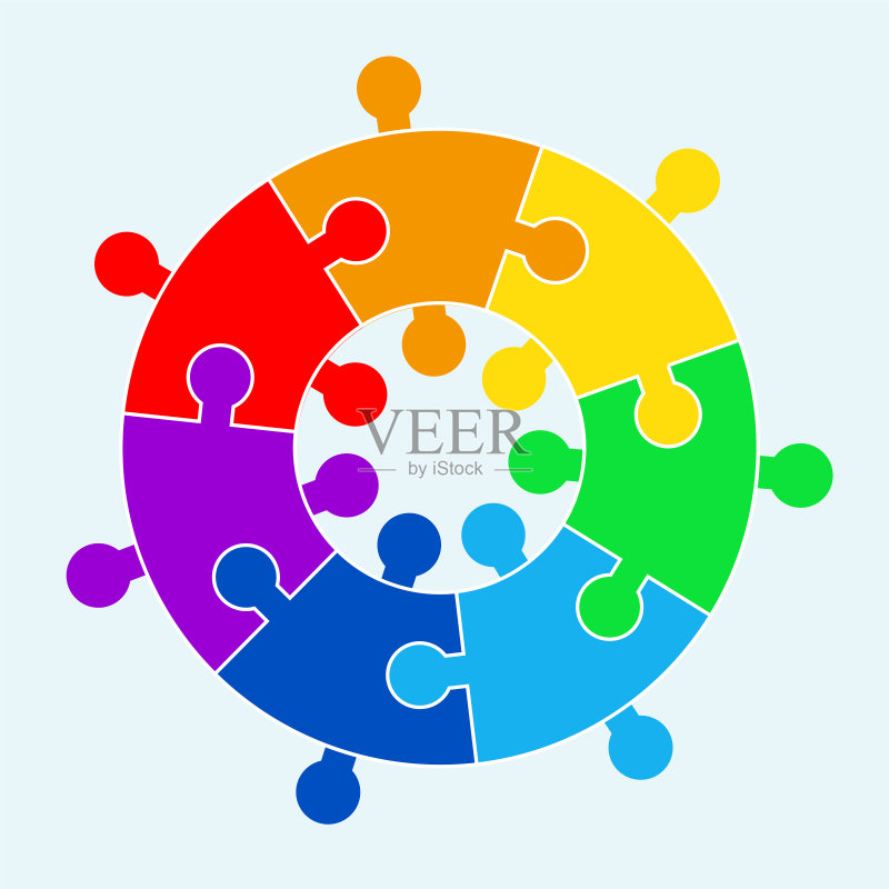 拼图圆形拼图游戏图形图标。孤立的扁平插图。库存矢量图形图标素材