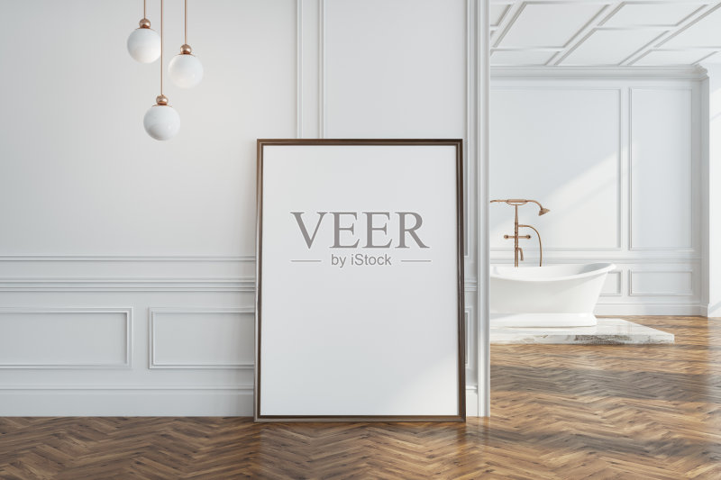 白墙浴室，海报近墙正版图片素材