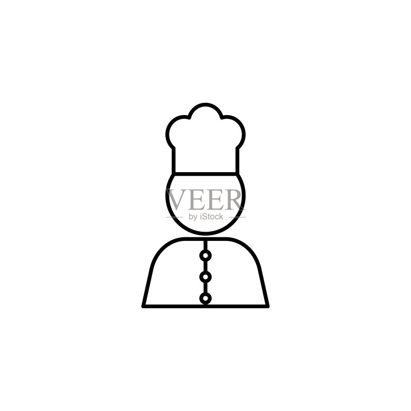 厨师图标。用于移动概念和Web应用程序的酒店和汽车旅馆元素。用于网站设计和开发、应用程序开发的细线图标。高级图标图标素材