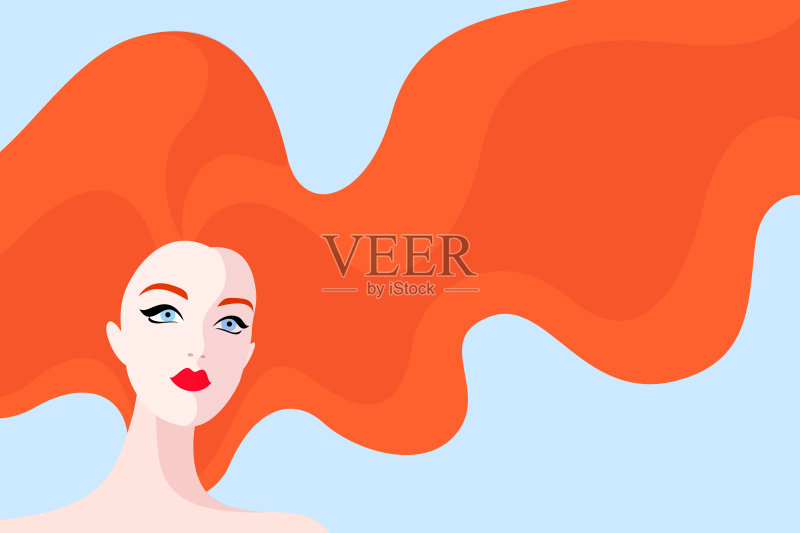 红发美女正版插画素材