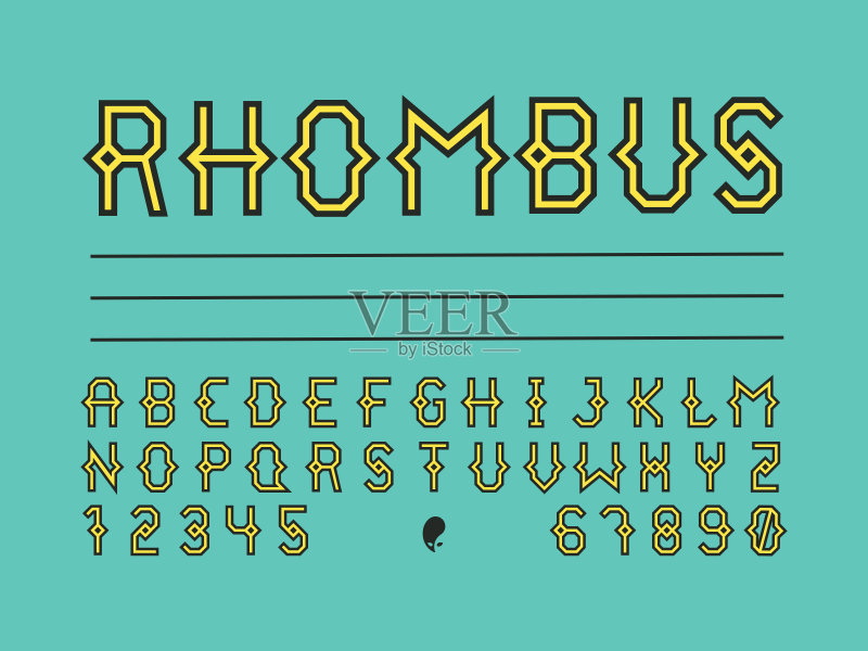 菱形字体。向量字母表正版元素素材