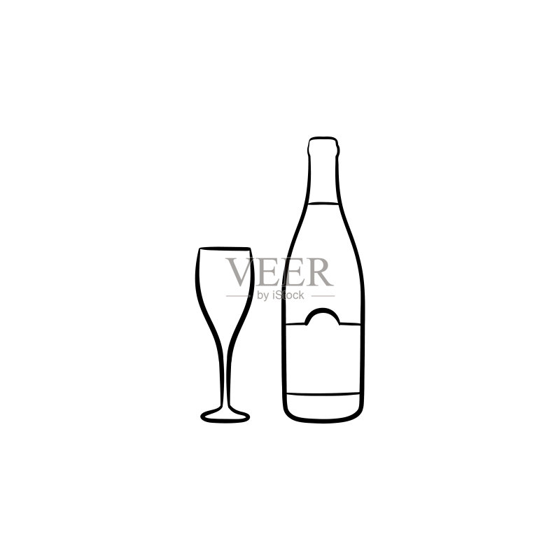 手绘葡萄酒瓶速写图标图标素材