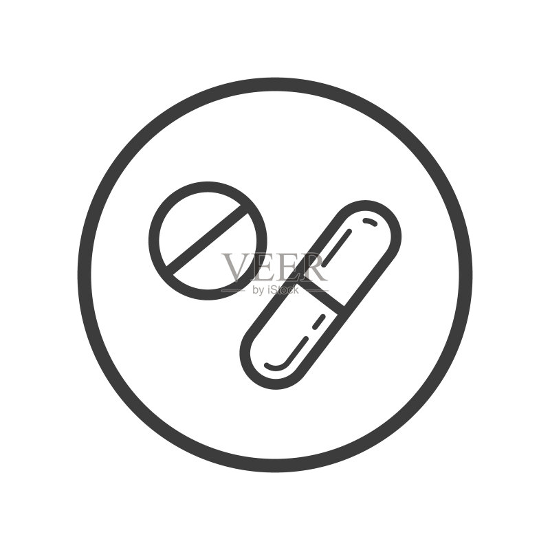 圆形框架中的平板电脑和胶囊图标图标素材