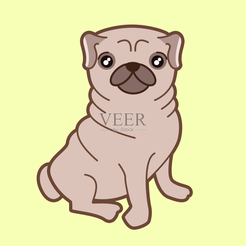 卡哇伊哈巴狗狗正版插画素材