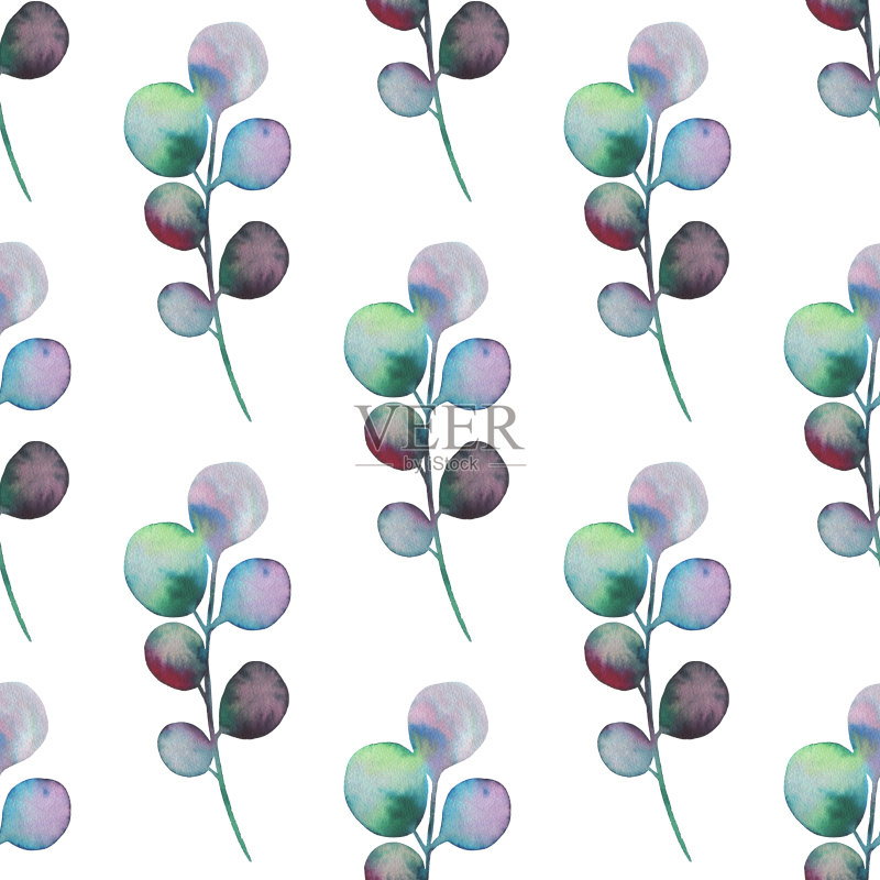 白色背景上隔离的热带叶子无缝图案正版插画素材