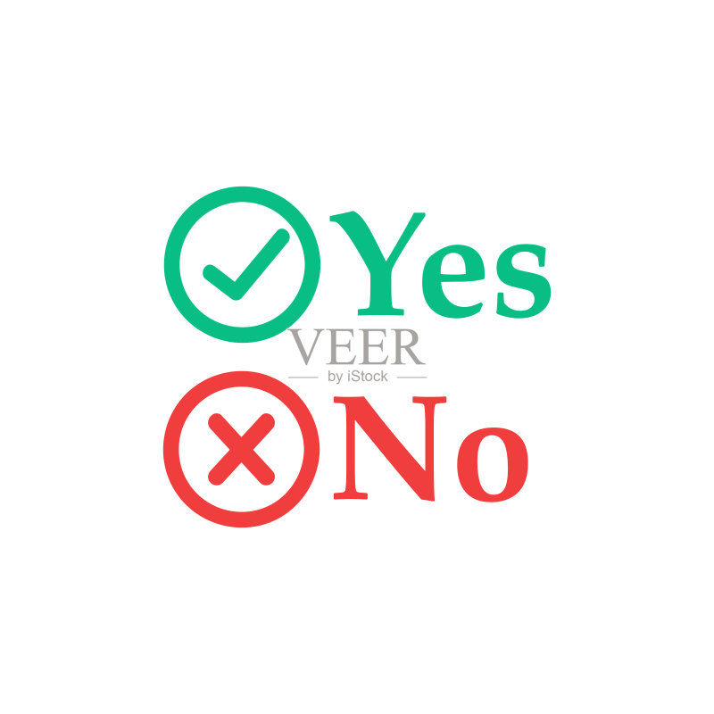 简单的卡通对错线性图标。用于网站Web确认或复选标记勾选复选框的概念。在白色背景上隔离的徽标图形艺术UI设计图标素材