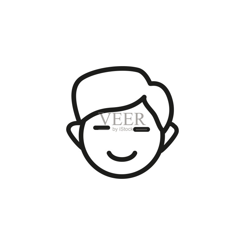 微笑男孩线条图标图标素材
