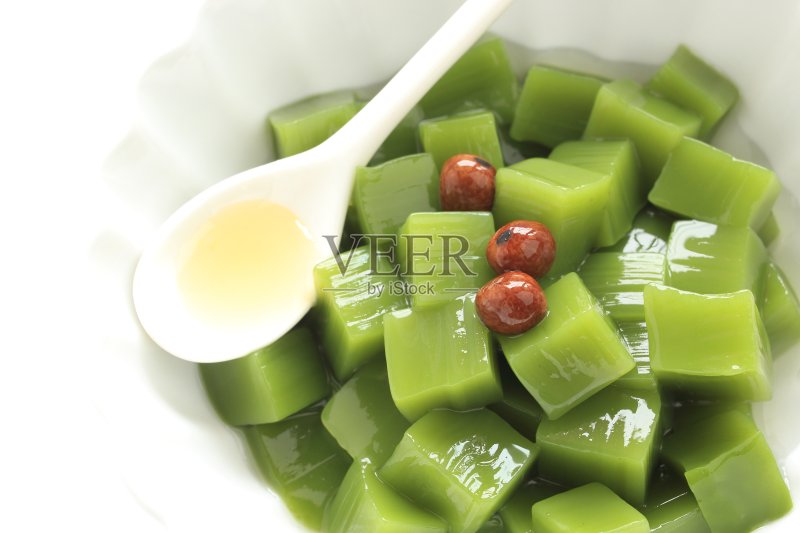日本料理，绿茶冻正版图片素材