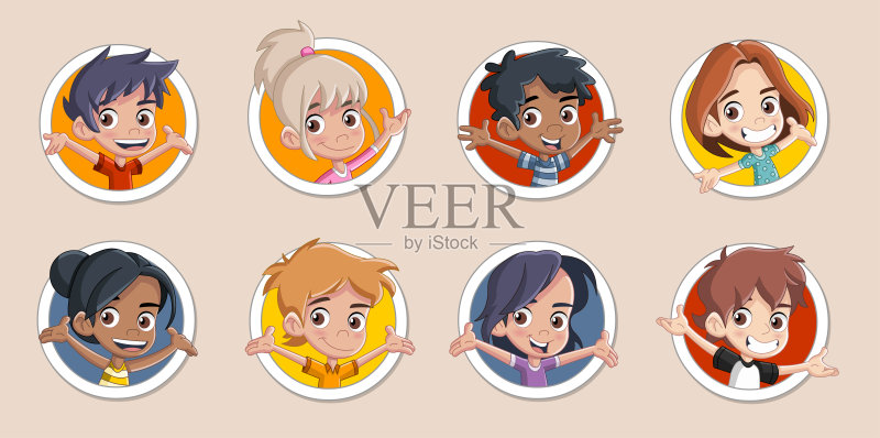 快乐卡通的孩子正版插画素材