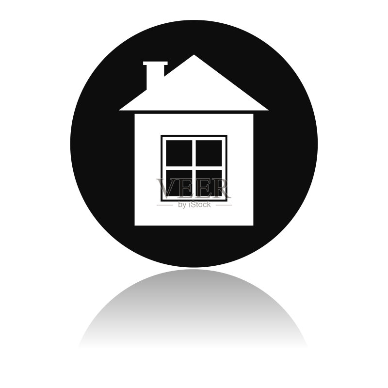 房屋图标：住宅的黑色圆形图标图标素材