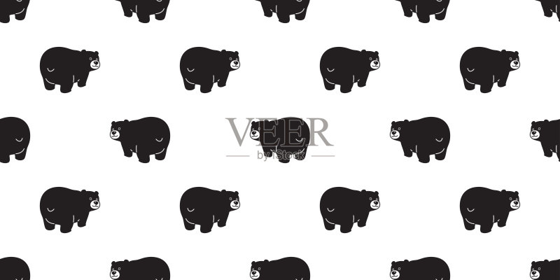 熊无缝模式北极熊矢量背景插图卡通孤立墙纸正版元素素材