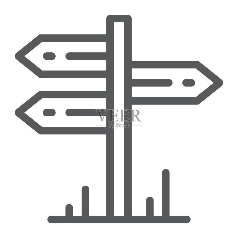 白色背景旅游路标线条图标矢量图图标素材