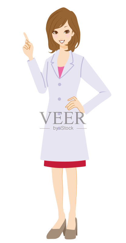 穿白色外套的女人。正版插画素材