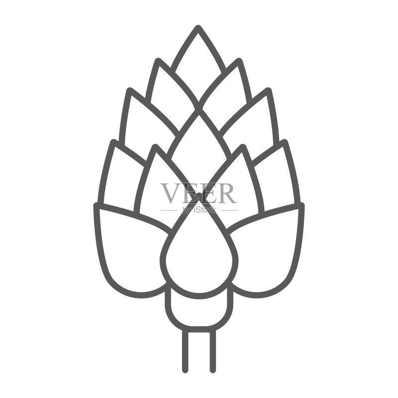 洋蓟细线线性图标，白色背景矢量图图标素材