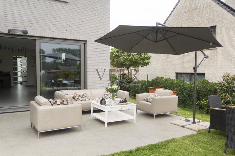 户外休息室真皮沙发阳伞遮阳伞遮阳豪华正版图片素材