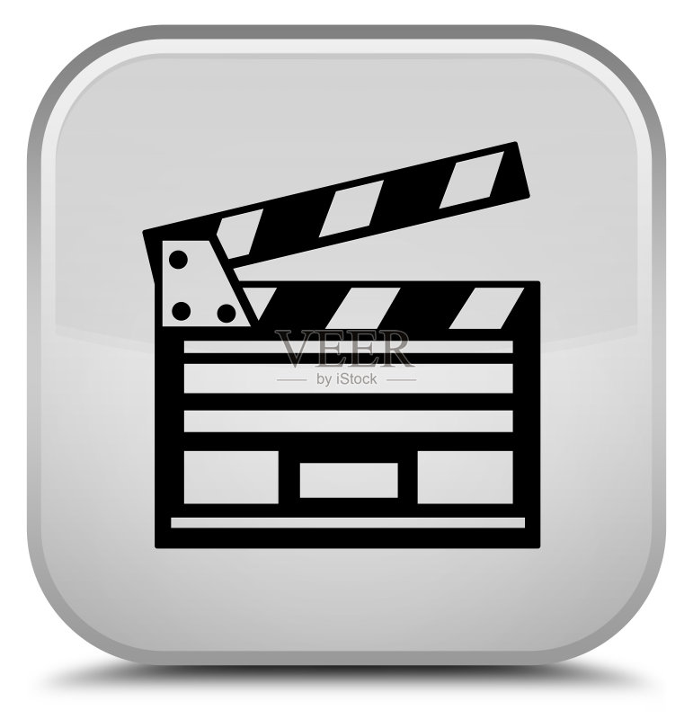 电影胶片图标白色方形按钮图标素材
