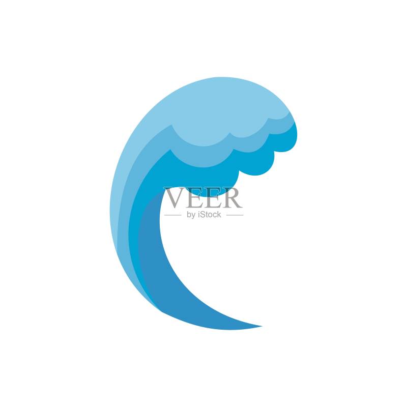 扁平风格的波浪海洋图标图标素材