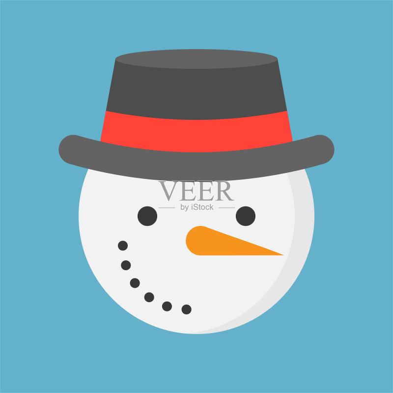 雪人扁平图标，圣诞主题图标素材