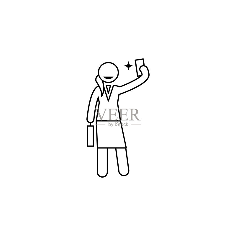 商务女士自拍图标。用于移动概念和Web应用程序的商务女士元素。网站设计和应用程序开发的细线图标图标素材