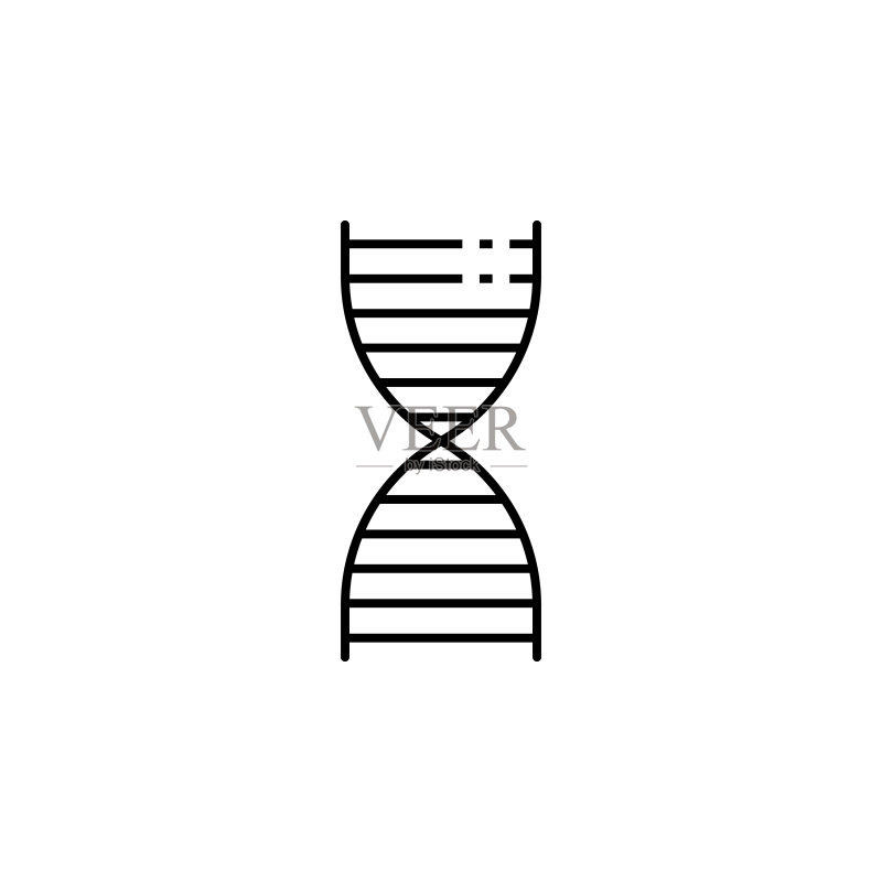 DNA图标。用于移动概念和Web应用程序的科学研究图标元素。细线DNA图标可用于Web和移动图标素材