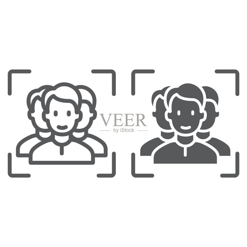 面部识别线性图标图标素材