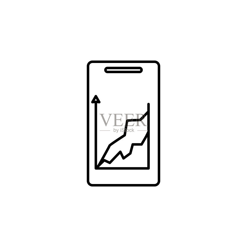 智能手机上的增长图表图标图标素材