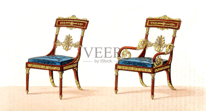 复古家具正版插画素材