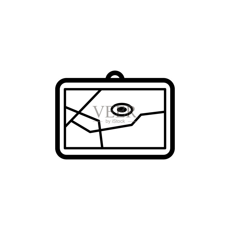 导航器中的地图图标。用于移动概念和Web应用程序的导航元素。导航器中的细线地图图标可用于Web和移动图标素材
