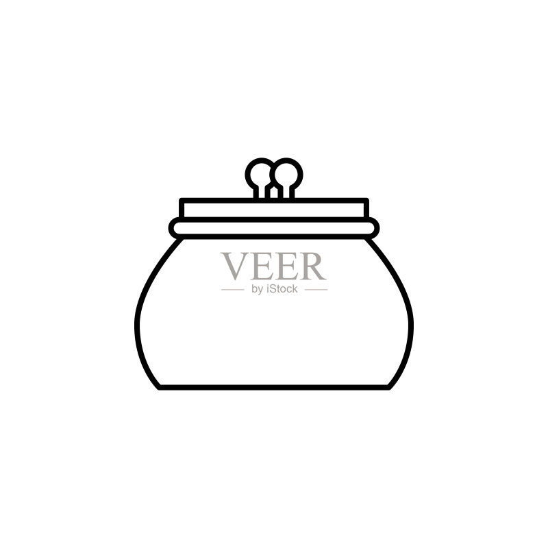 钱包图标：智能概念和Web应用的移动银行元素。细线钱包图标可用于Web和移动端图标素材