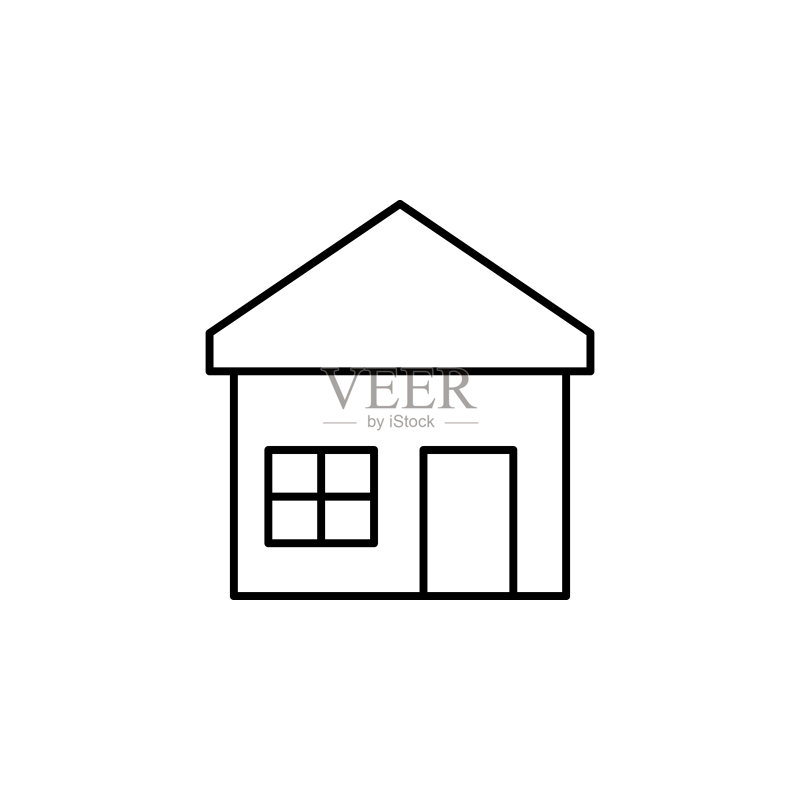 房屋图标：用于移动概念和Web应用程序的建筑物和地标轮廓元素图标素材