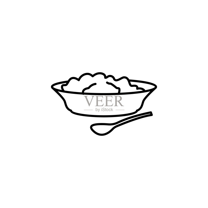 泥浆盘图标。用于移动概念和Web应用程序的食品图标元素。细线泥浆盘图标可用于Web和移动图标素材